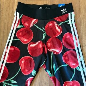Adidas Kids Cherry Pattern Leggings - Red and Black